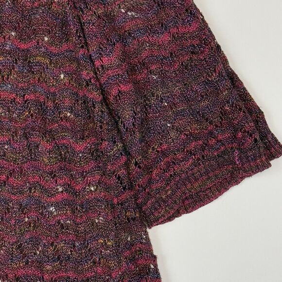 Catherines Jewel Tone Shimmer Open Knit 3/4 Sleeve Sweater Women's 3X 26 28 - Picture 3 of 6